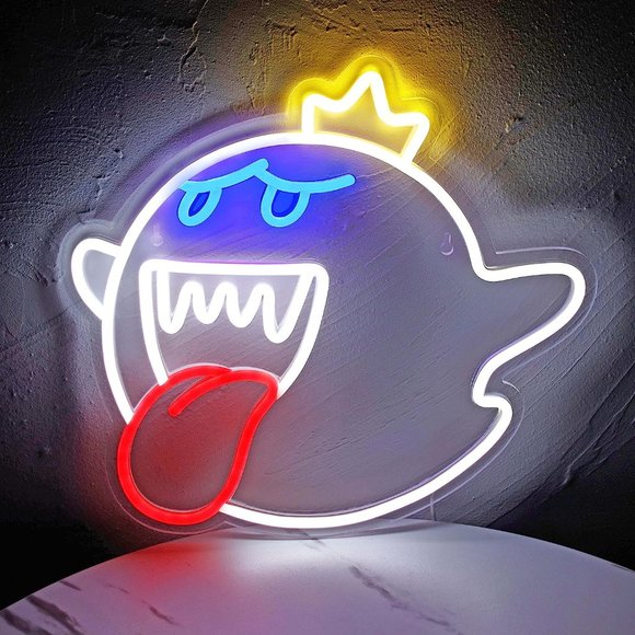 Retro Boo Mario Kart Ghost Cartoon Video Game Neon Light LED Kid/Teen Dorm Room - Picture 7 of 7